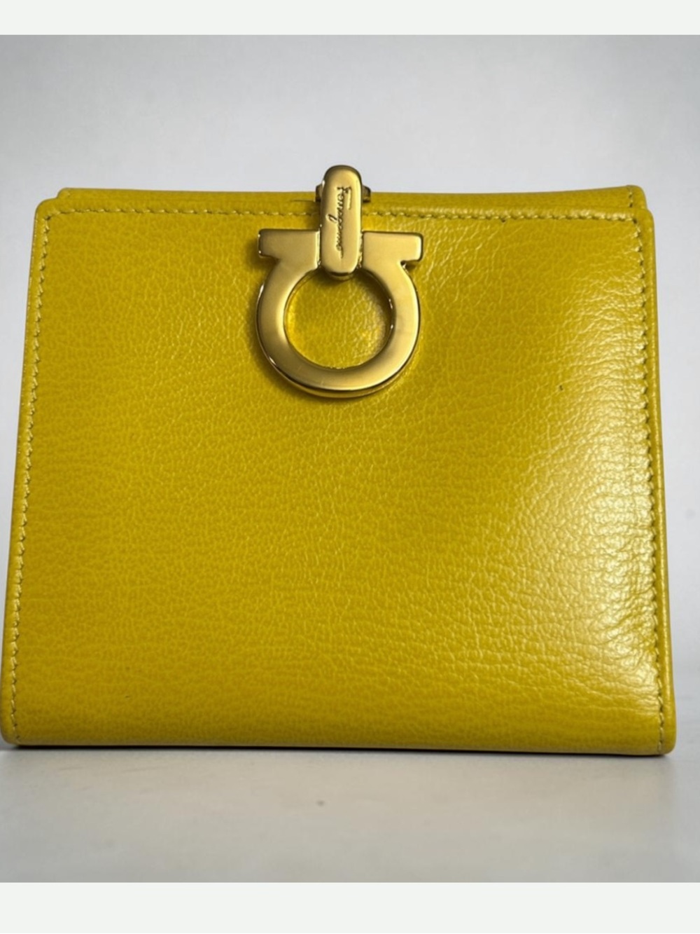Salvatore Ferragamo Yellow Leather Women’s Wallet with Gold Tone Hardware
